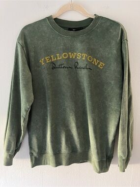 Yellowstone Dutton Ranch Olive Green Crewneck Sweatshirt
